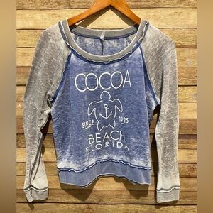 Cocoa Beach Florida Womens Cropped Sweatshirt Blue Gray Size: Large